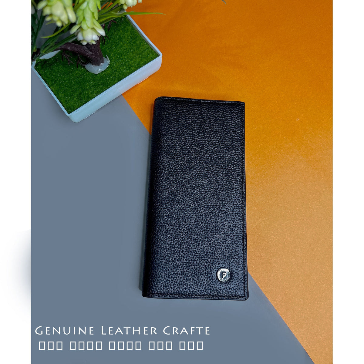 Genuine Long Leather Billfold Wallet For Cash & Cards