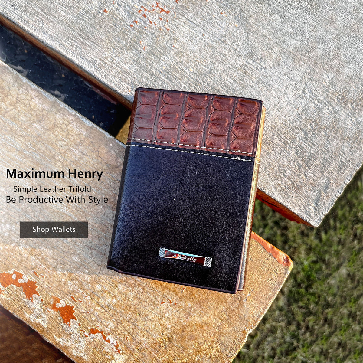 Imported Balebaily Crocodile Leather Wallet