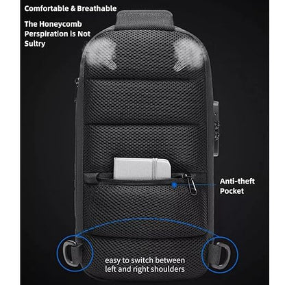 Men New Crossbody Anti-theft Lock Shoulder Waterproof Short Trip Chest Bag