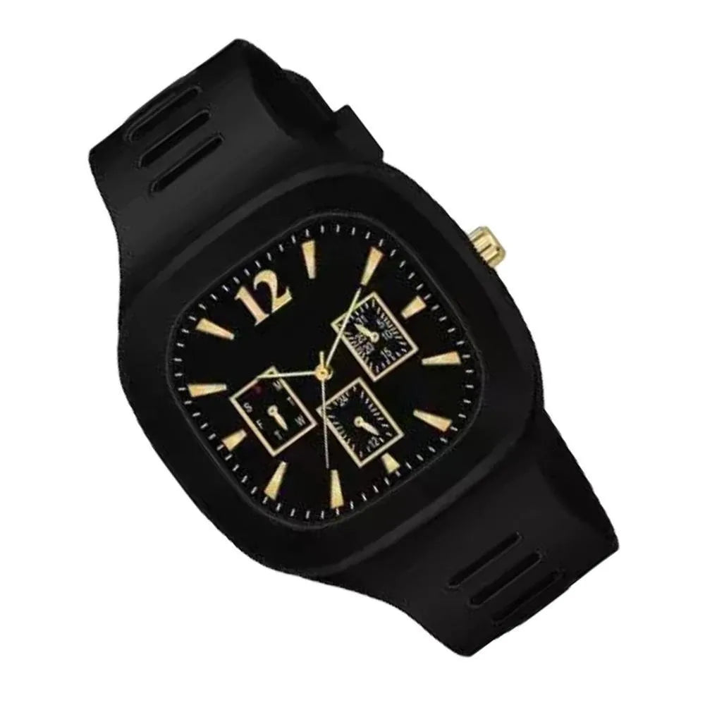 Men Analog Watch Black Silicone Strap Multicolor Dial – Modern Style & Premium Comfort