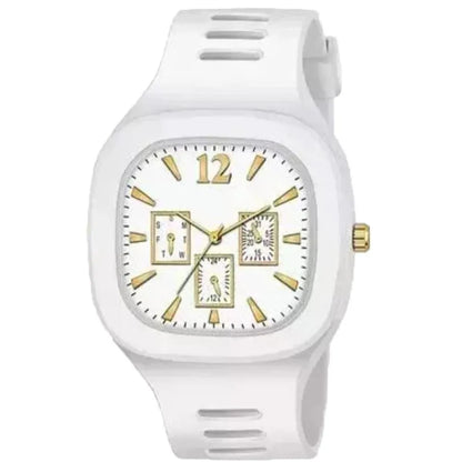 Men Analog Watch Black Silicone Strap Multicolor Dial – Modern Style & Premium Comfort