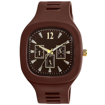 Men Analog Watch Black Silicone Strap Multicolor Dial – Modern Style & Premium Comfort