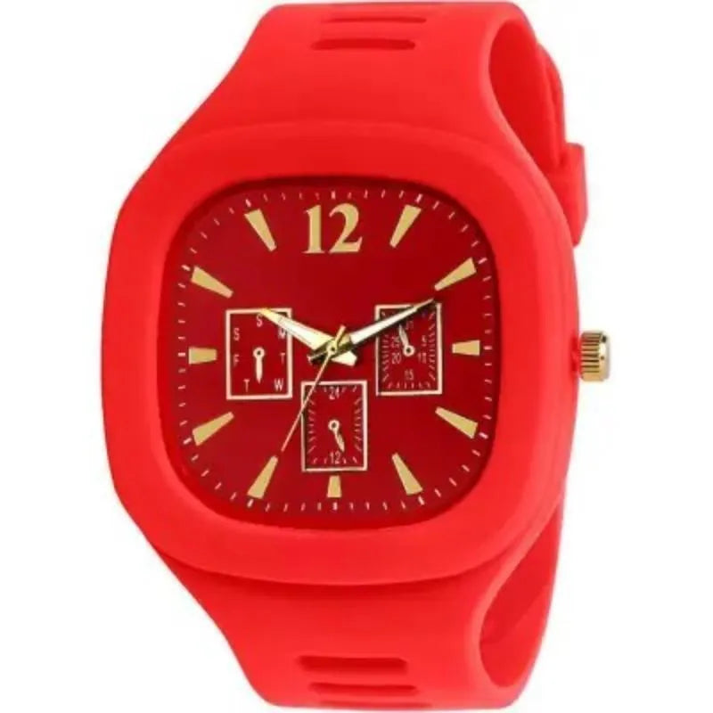 Men Analog Watch Black Silicone Strap Multicolor Dial – Modern Style & Premium Comfort
