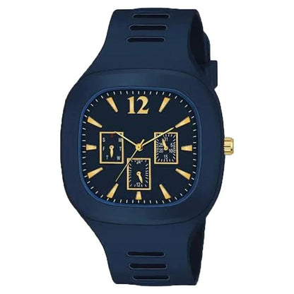 Men Analog Watch Black Silicone Strap Multicolor Dial – Modern Style & Premium Comfort
