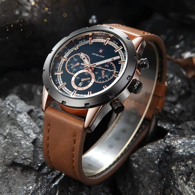 Men's Luxury Classic Quartz Watch with Chronograph, Calendar & Luminous Features (Copy)