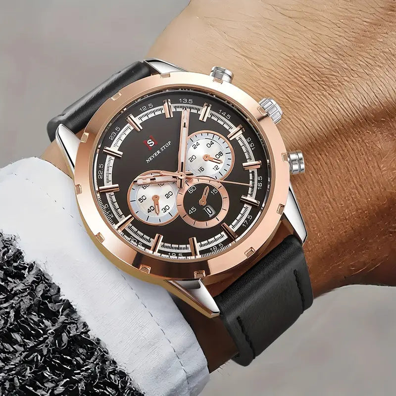 Men's Luxury Classic Quartz Watch with Chronograph, Calendar & Luminous Features (Copy)